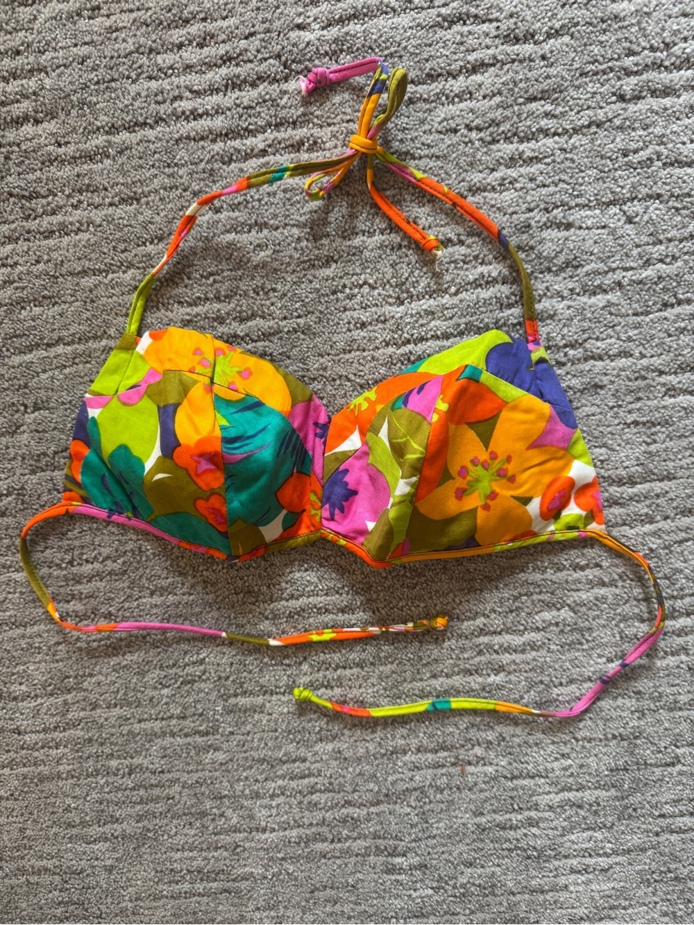 Vintage 60s Geo Floral Print Bikini Top Size S/M.